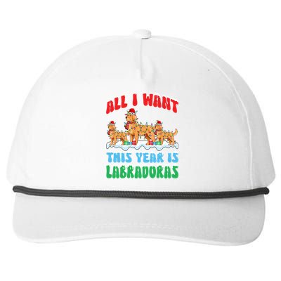 All I Want This Year Is Labrador Dog Wearing Christmas Hat Gift Snapback Five-Panel Rope Hat