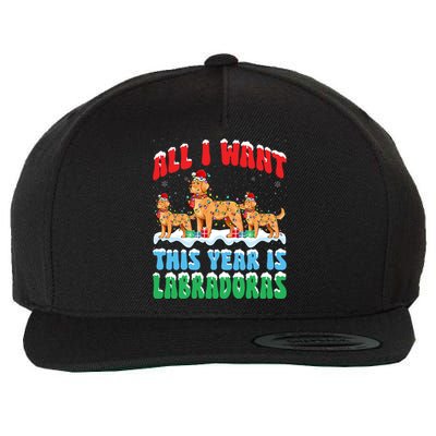 All I Want This Year Is Labrador Dog Wearing Christmas Hat Gift Wool Snapback Cap