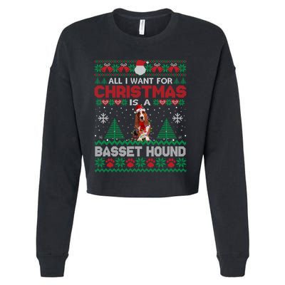 All I Want For Christmas Is A Basset Hound Dog Ugly Sweater Gift Cropped Pullover Crew
