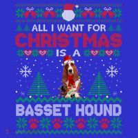 All I Want For Christmas Is A Basset Hound Dog Ugly Sweater Gift Premium T-Shirt