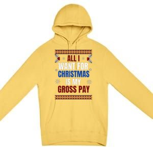 All I Want For Christmas Is My Gross Pay Joke Premium Pullover Hoodie