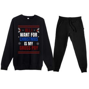 All I Want For Christmas Is My Gross Pay Joke Premium Crewneck Sweatsuit Set