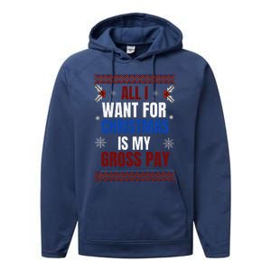 All I Want For Christmas Is My Gross Pay Joke Performance Fleece Hoodie