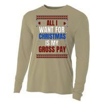 All I Want For Christmas Is My Gross Pay Joke Cooling Performance Long Sleeve Crew