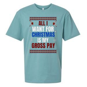 All I Want For Christmas Is My Gross Pay Joke Sueded Cloud Jersey T-Shirt