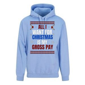 All I Want For Christmas Is My Gross Pay Joke Unisex Surf Hoodie