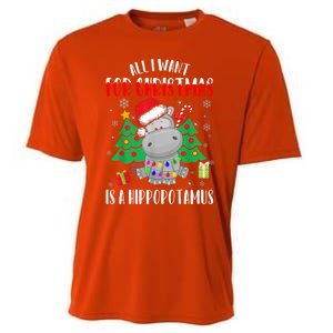 All I Want For Christmas Is A Hippopotamus Buffalo Plaid Gift Cooling Performance Crew T-Shirt