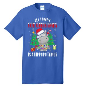 All I Want For Christmas Is A Hippopotamus Buffalo Plaid Gift Tall T-Shirt