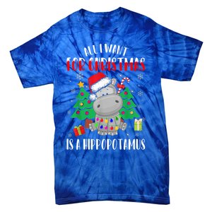 All I Want For Christmas Is A Hippopotamus Buffalo Plaid Gift Tie-Dye T-Shirt