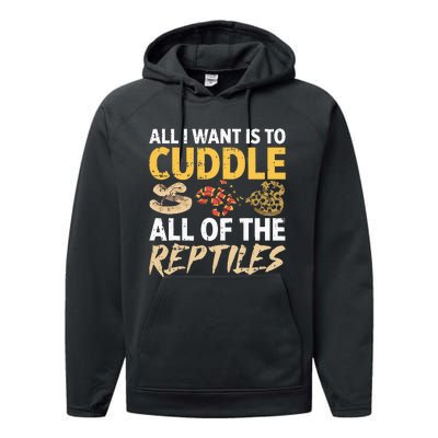 All I Want Is To Cuddle All These Reptiles Lover Performance Fleece Hoodie