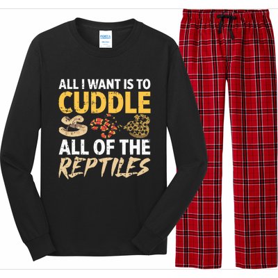 All I Want Is To Cuddle All These Reptiles Lover Long Sleeve Pajama Set