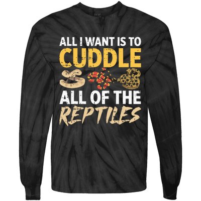 All I Want Is To Cuddle All These Reptiles Lover Tie-Dye Long Sleeve Shirt