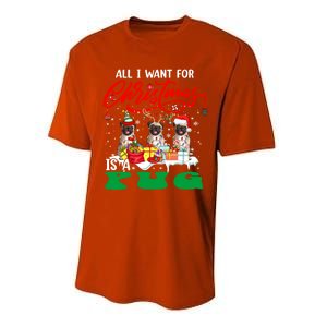 All I Want For Xmas Is A Pug Three Santa Reindeer Elf Dogs Gift Performance Sprint T-Shirt