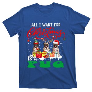 All I Want For Xmas Is A Pug Three Santa Reindeer Elf Dogs Gift T-Shirt