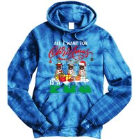 All I Want For Xmas Is A Pug Three Santa Reindeer Elf Dogs Gift Tie Dye Hoodie