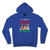 All I Want For Xmas Is A Pug Three Santa Reindeer Elf Dogs Gift Tall Hoodie