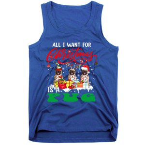 All I Want For Xmas Is A Pug Three Santa Reindeer Elf Dogs Gift Tank Top