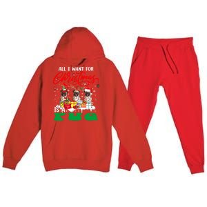 All I Want For Xmas Is A Pug Three Santa Reindeer Elf Dogs Gift Premium Hooded Sweatsuit Set