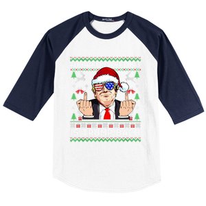 All I Want For Christmas Is Trump Back Santa Ugly Christmas Gift Baseball Sleeve Shirt