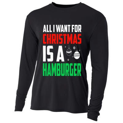 All I Want For Christmas Is A Hamburger Xmas Fast Food Cooling Performance Long Sleeve Crew