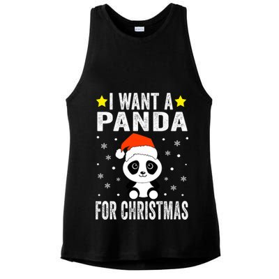 All I Want For Christmas Is More Pandas Christmas Ladies PosiCharge Tri-Blend Wicking Tank