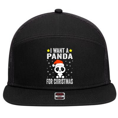 All I Want For Christmas Is More Pandas Christmas 7 Panel Mesh Trucker Snapback Hat
