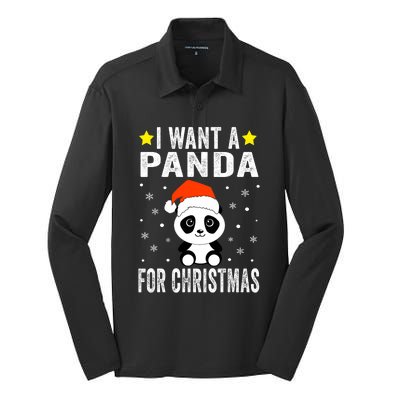 All I Want For Christmas Is More Pandas Christmas Silk Touch Performance Long Sleeve Polo