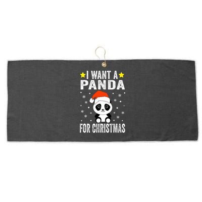 All I Want For Christmas Is More Pandas Christmas Large Microfiber Waffle Golf Towel