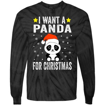 All I Want For Christmas Is More Pandas Christmas Tie-Dye Long Sleeve Shirt