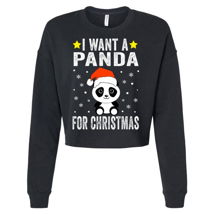 All I Want For Christmas Is More Pandas Christmas Cropped Pullover Crew