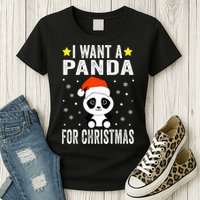 All I Want For Christmas Is More Pandas Christmas Womens T-Shirt