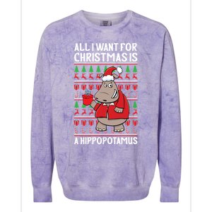 All I Want For Christmas Is A Hippopotamus Ugly Xmas Gift Colorblast Crewneck Sweatshirt