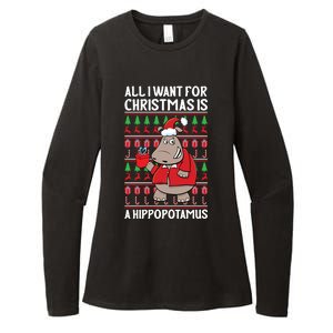 All I Want For Christmas Is A Hippopotamus Ugly Xmas Gift Womens CVC Long Sleeve Shirt