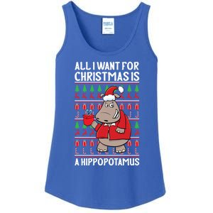 All I Want For Christmas Is A Hippopotamus Ugly Xmas Gift Ladies Essential Tank