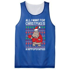 All I Want For Christmas Is A Hippopotamus Ugly Xmas Gift Mesh Reversible Basketball Jersey Tank