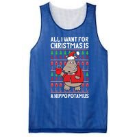 All I Want For Christmas Is A Hippopotamus Ugly Xmas Gift Mesh Reversible Basketball Jersey Tank