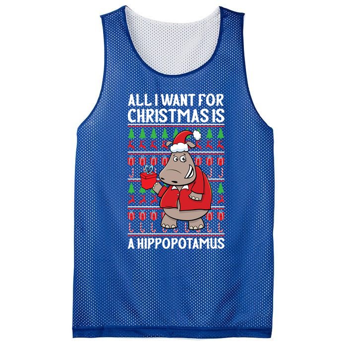 All I Want For Christmas Is A Hippopotamus Ugly Xmas Gift Mesh Reversible Basketball Jersey Tank