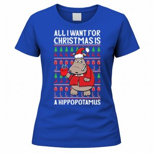 All I Want For Christmas Is A Hippopotamus Ugly Xmas Gift Women's T-Shirt