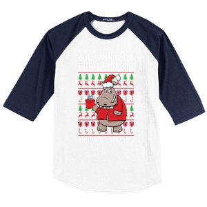 All I Want For Christmas Is A Hippopotamus Ugly Xmas Gift Baseball Sleeve Shirt