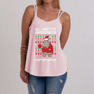 All I Want For Christmas Is A Hippopotamus Ugly Xmas Gift Women's Strappy Tank