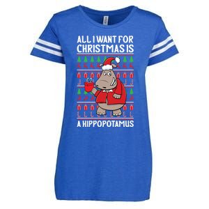 All I Want For Christmas Is A Hippopotamus Ugly Xmas Gift Enza Ladies Jersey Football T-Shirt