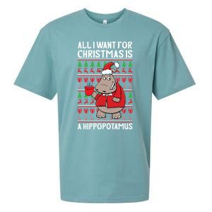 All I Want For Christmas Is A Hippopotamus Ugly Xmas Gift Sueded Cloud Jersey T-Shirt