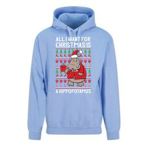 All I Want For Christmas Is A Hippopotamus Ugly Xmas Gift Unisex Surf Hoodie