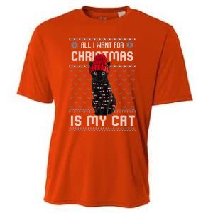 All I Want For Christmas Is My Cat Ugly Christmas Sweater Funny Gift Cooling Performance Crew T-Shirt