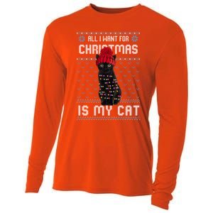 All I Want For Christmas Is My Cat Ugly Christmas Sweater Funny Gift Cooling Performance Long Sleeve Crew