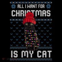All I Want For Christmas Is My Cat Ugly Christmas Sweater Funny Gift Flatbill Hat