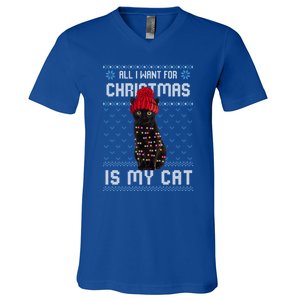 All I Want For Christmas Is My Cat Ugly Christmas Sweater Funny Gift V-Neck T-Shirt