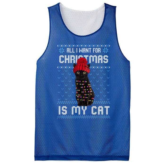 All I Want For Christmas Is My Cat Ugly Christmas Sweater Funny Gift Mesh Reversible Basketball Jersey Tank