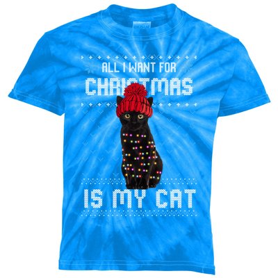 All I Want For Christmas Is My Cat Ugly Christmas Sweater Funny Gift Kids Tie-Dye T-Shirt