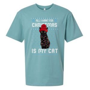 All I Want For Christmas Is My Cat Ugly Christmas Sweater Funny Gift Sueded Cloud Jersey T-Shirt